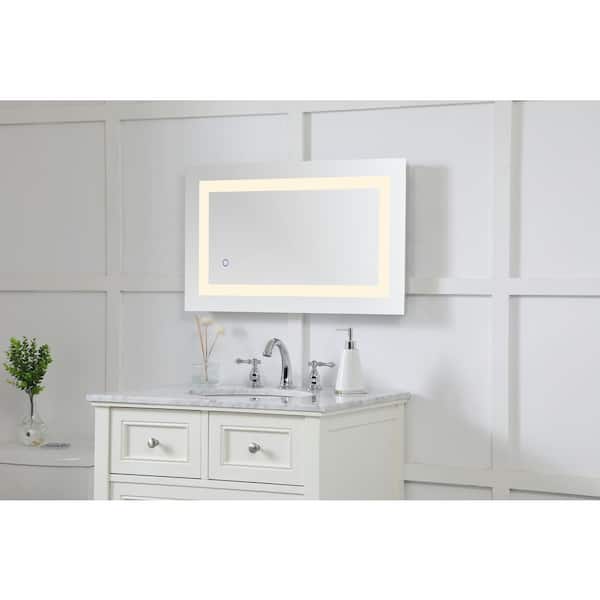 Timeless Home 36 in. H x 60 in. W Single Contemporary Rectangular Aluminum Lighted LED Mirror in Silver(Color Changing) Timeless Home 36 in. H x 60 in. W Single Contemporary Rectangular Aluminum Lighted LED Mirror in Silver(Color Changing)