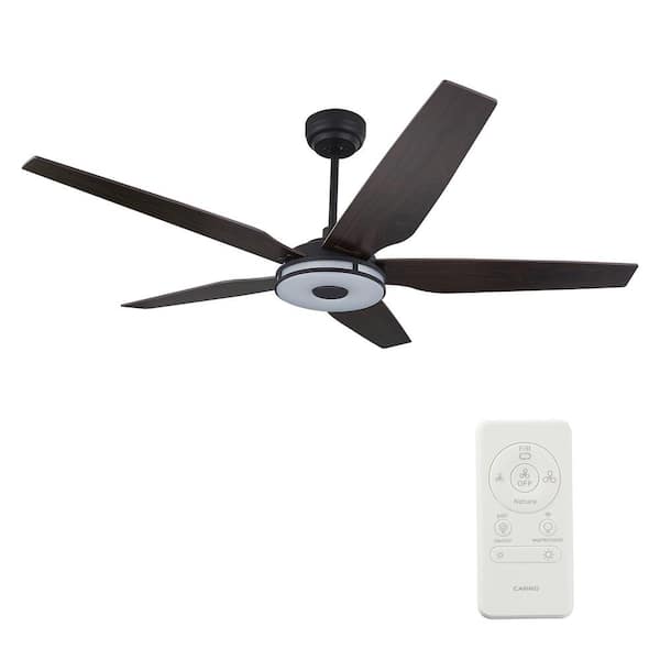 CARRO Explorer 52 in. Indoor/Outdoor Dark Brown Smart Ceiling Fan, Dimmable LED Light and Remote, Works with Alexa/Google Home