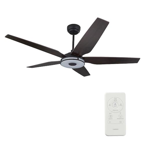 Explorer 56 in. Indoor/Outdoor Dark Brown Smart Ceiling Fan, Dimmable LED Light and Remote, Works with Alexa/Google Home Ceiling Fans With Lights