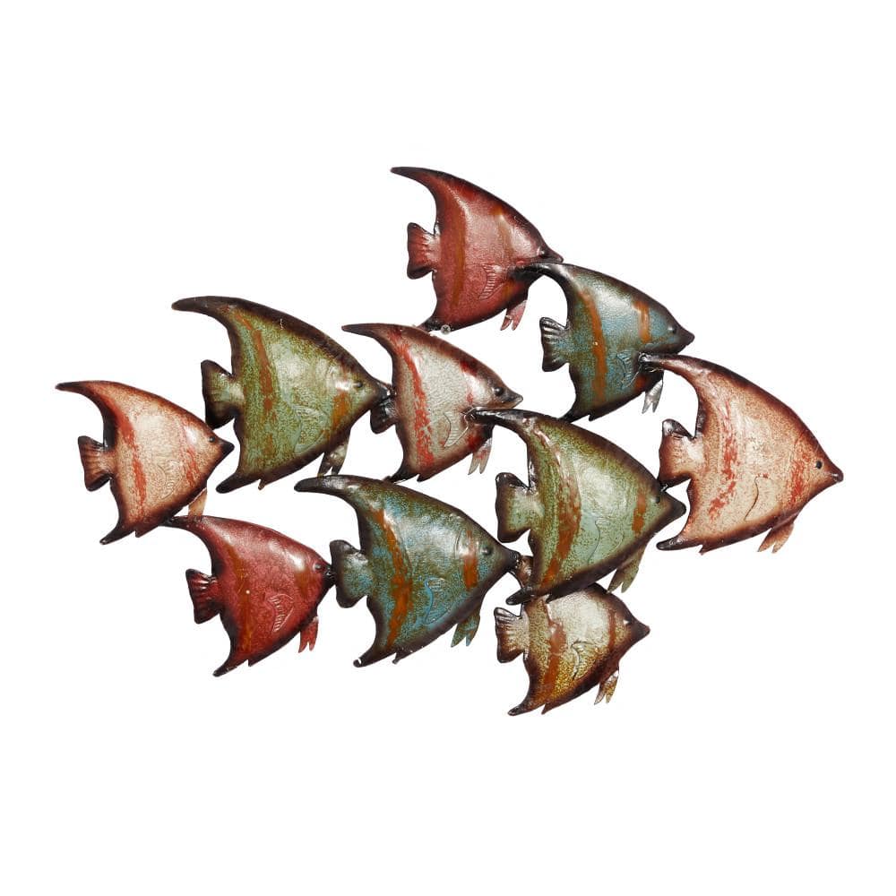 Stratton Home Decor Grey Metal School of fish Wall Decor S07742 - The Home  Depot