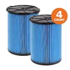 3-Layer Fine Dust Pleated Paper Filter for Most 5 Gallon and Larger RIDGID Wet/Dry Shop Vacuums (4-Pack)
