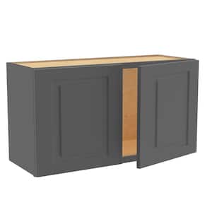 Grayson Deep Onyx Painted Plywood Shaker Assembled Wall Kitchen Cabinet Soft Close 33 in. W 12 in. D 18 in. H