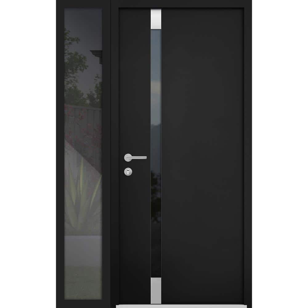 6777 44 in. x 80 in. Right-Hand/Inswing Tinted Glass Black Enamel Steel Prehung Front Door with Hardware price history on PriceWatchPro