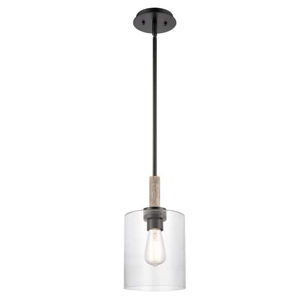 Innovations Paladin 1-Light Matte Black Shaded Pendant Light with Clear Glass Shade