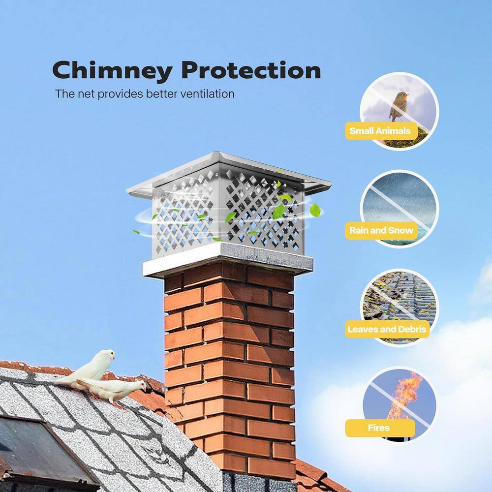 13" x 17" Silver Stainless Steel Adjustable Mesh Chimney Cap