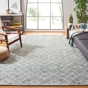 Abstract Dark Green/Ivory 8 ft. x 10 ft. Diamond Geometric Area Rug