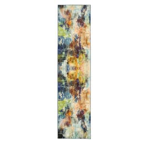 Decollage Multi 2 ft. x 8 ft. Abstract Runner Rug