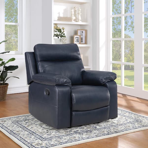 OSP Home Furnishings Bryson Recliner with Dark Navy Faux Leather