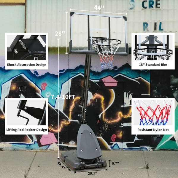 IFanze Portable Basketball Hoop Goal System Height Adjustable 4.4ft