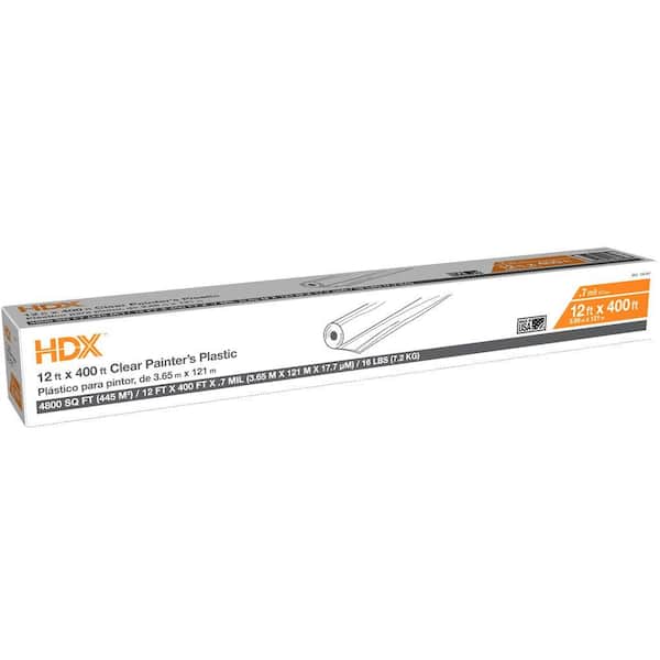 HDX 12 ft. x 400 ft. Clear 0.7 mil. Plastic Sheeting