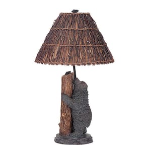 29 in. Bronze Table Lamp with Brown Empire Shade