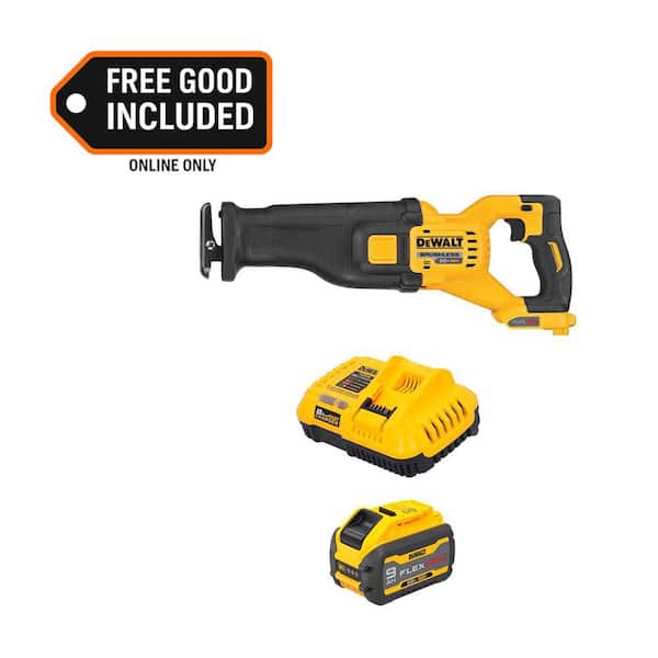 FLEX VOLT 60-Volt MAX Lithium-Ion Cordless Brushless Reciprocating Saw with 9.0 Ah Battery Pack and Charger