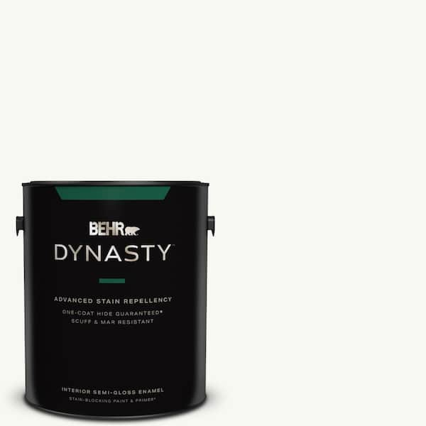 BEHR DYNASTY 1 gal. #PPU18-06 Ultra Pure White Semi-Gloss Enamel Interior Stain-Blocking Paint & Primer