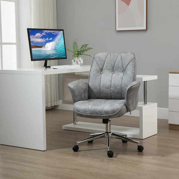 Vinsetto Light Grey, Modern Home Office Chair with Tufted Button Design,  Micro Fiber Desk Chair with Recline Function, Adjustable 921-460 - The Home  Depot