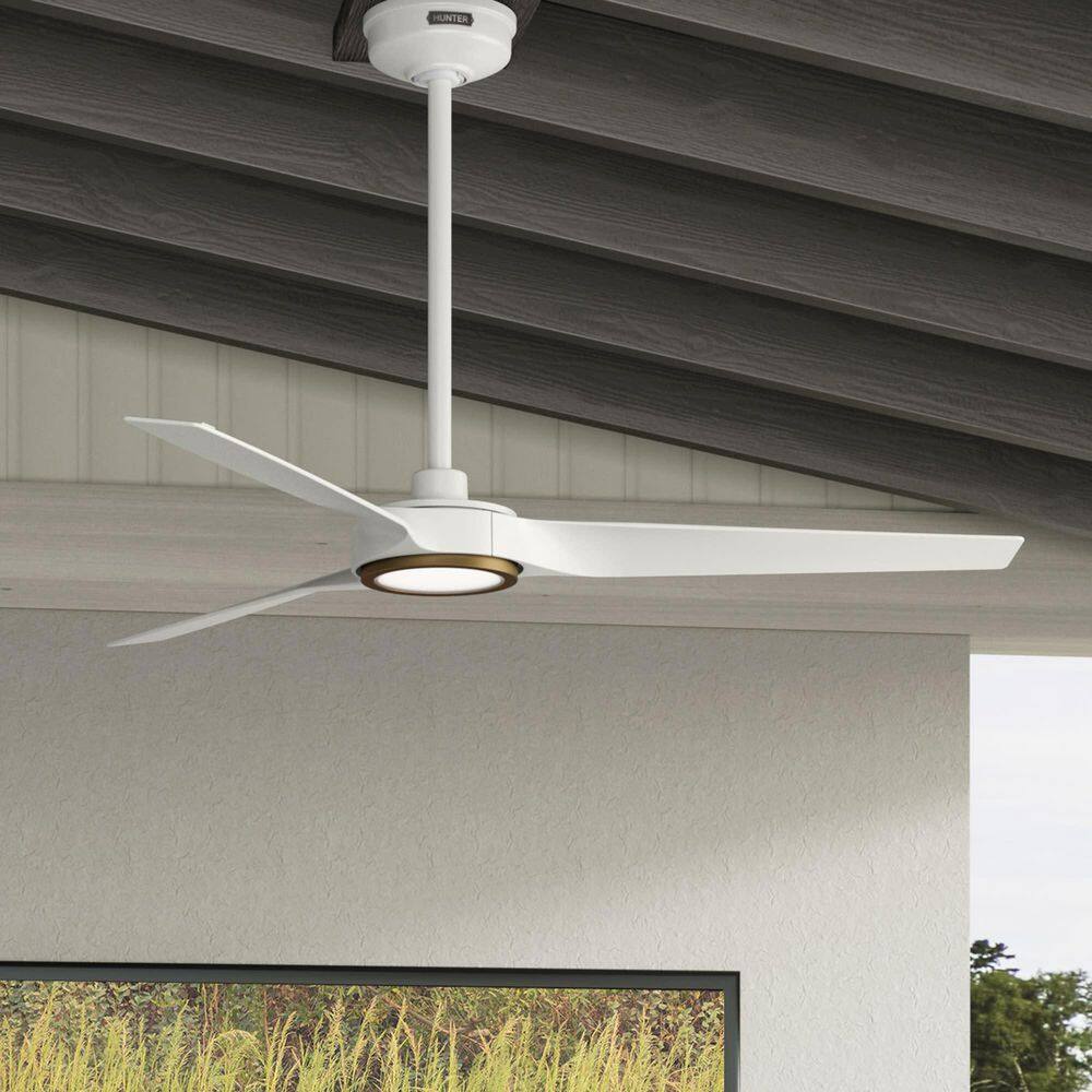 Hunter 52 inch Zentech Wi-Fi ENERGY STAR Fresh White Damp Rated Ceiling Fan with LED Light Kit and Handheld Remote price history on PriceWatchPro