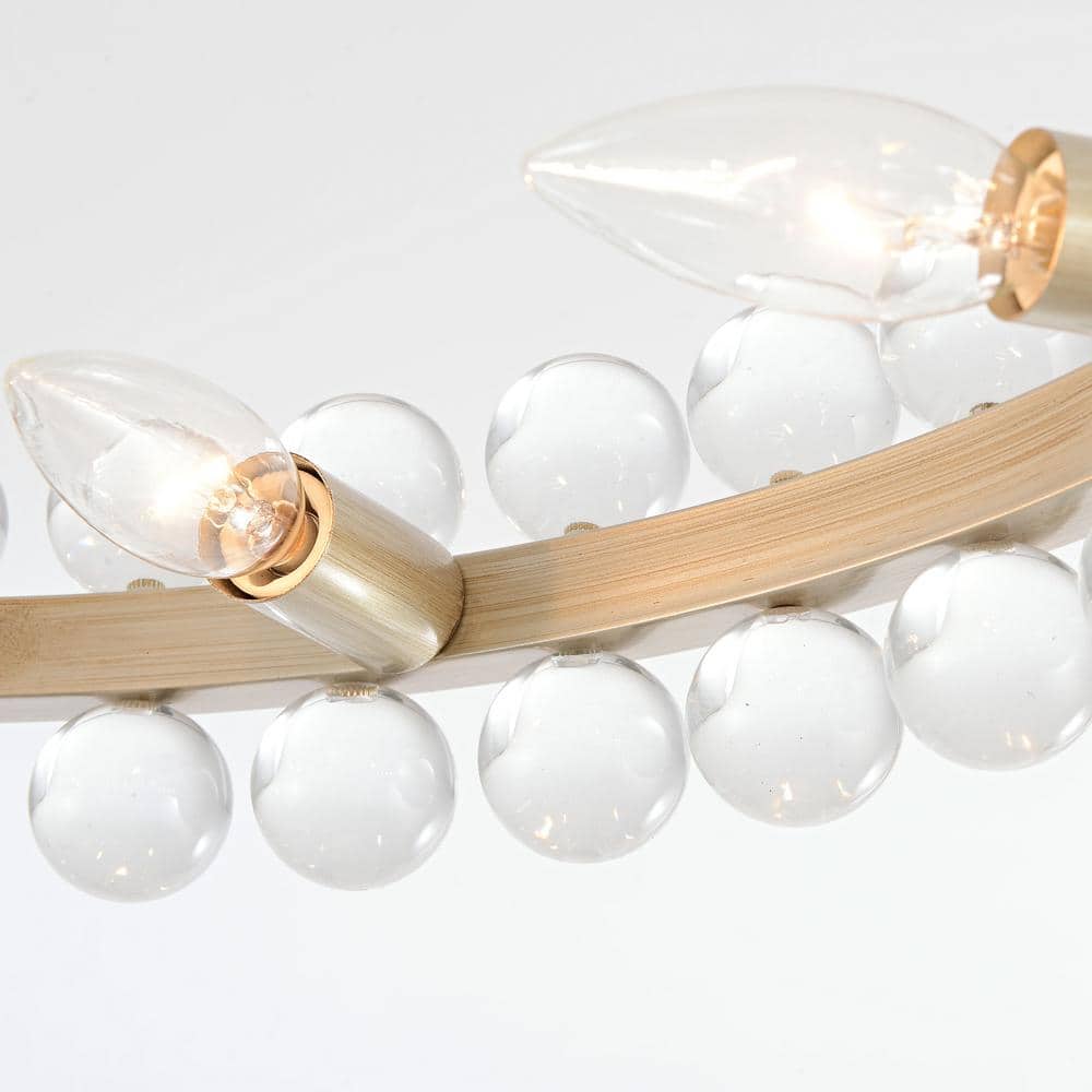 Amber Brushed Brass 24" Crystal Semi-Flush Mount Chandelier