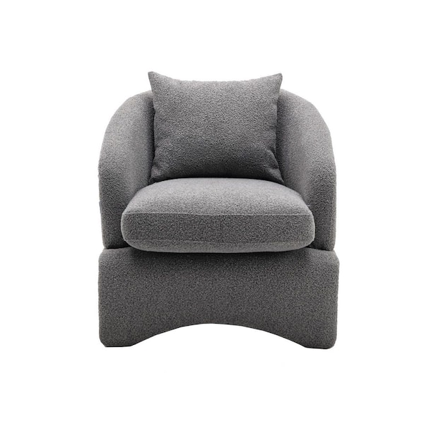 HOMEFUN Modern Dark Gray Upholstered Teddy Fabric Accent Armchair with ...