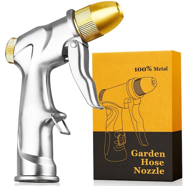Heavy Duty Metal Garden Handheld Water Nozzle, Garden Hose Nozzle Sprayer, High Pressure in 4 Spraying Modes