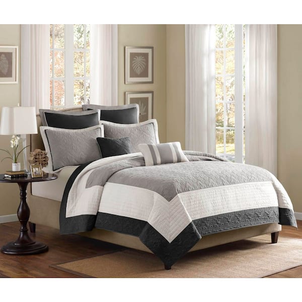 Liverpool 7-Piece Black King/California King Reversible Coverlet Set
