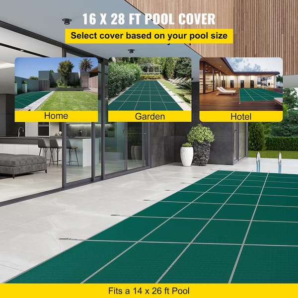 Winter Inground Pool Cover for Wood Deck/Concrete Floor Mounted, 33 30 28  26 24 22 20 18 15 14 12 10 8 Feet Round Heavy Duty Swimming Pool Safety