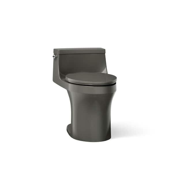 San Souci 12 in. 1-Piece 1.28 GPF Single Flush Elongated Toilet in Thunder Grey (Seat Included)