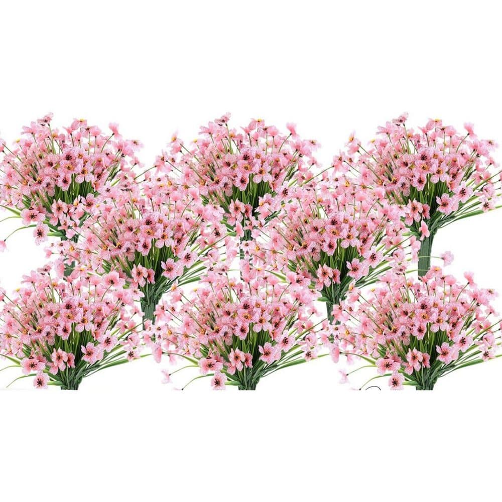 13 in. Pink 24 Bundles Artificial other Flowers for Outdoors