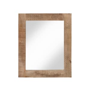 Amani 39.30 in. x 31.50 in. Rustic Rectangle Framed Natural Wall Mirror
