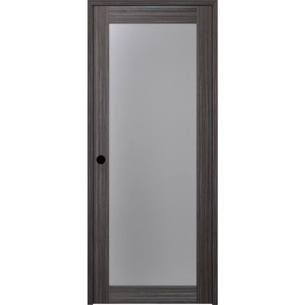 Belldinni Paola 24 in. x 80 in. Right-Handed 1-Lite Frosted Glass Solid Core Gray Oak Wood Single Prehung Interior Door