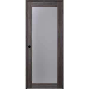 Paola 28 in. x 80 in. Right-Handed 1-Lite Frosted Glass Solid Core Gray Oak Wood Single Prehung Interior Door