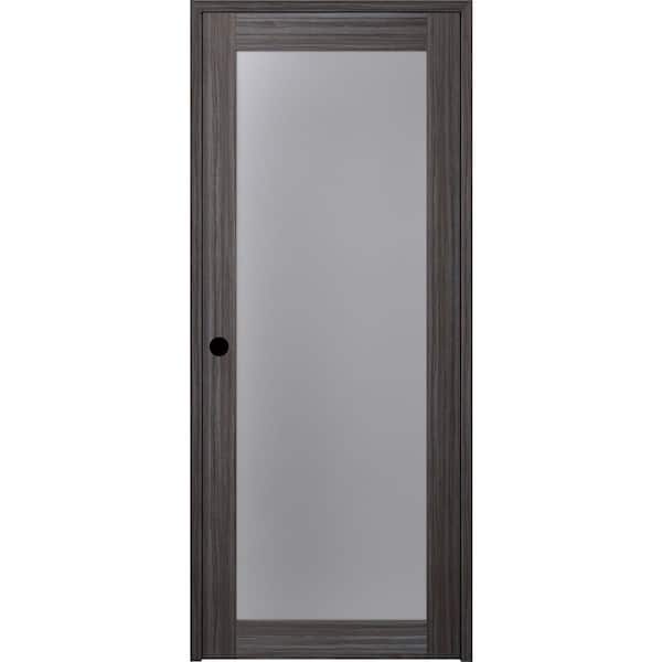 Belldinni Paola 28 in. x 80 in. Right-Handed 1-Lite Frosted Glass Solid Core Gray Oak Wood Single Prehung Interior Door