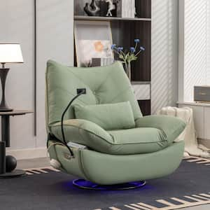 Functional Swivel Voice Control LED Beige Power Recliner Sofa with Bluetooth Music Player, USB Port, Mobile Phone Holder