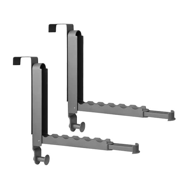 NVNOO 13 in. Foldable Over The Door Hooks with Retractable Rod for Laundry Bathroom Travel Hangers, Gray (2-Pack)