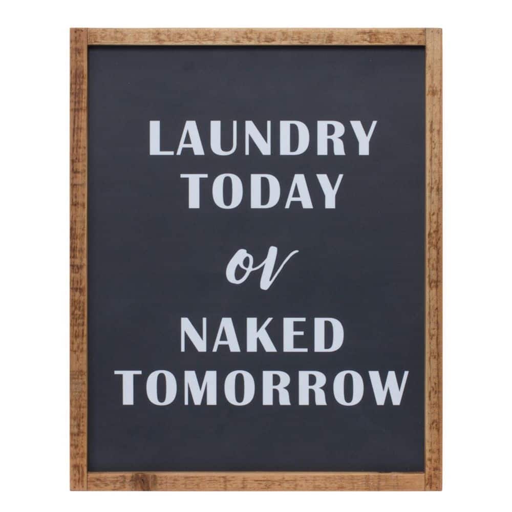 Rustic Fir Wood Laundry Sign with Black and White Text