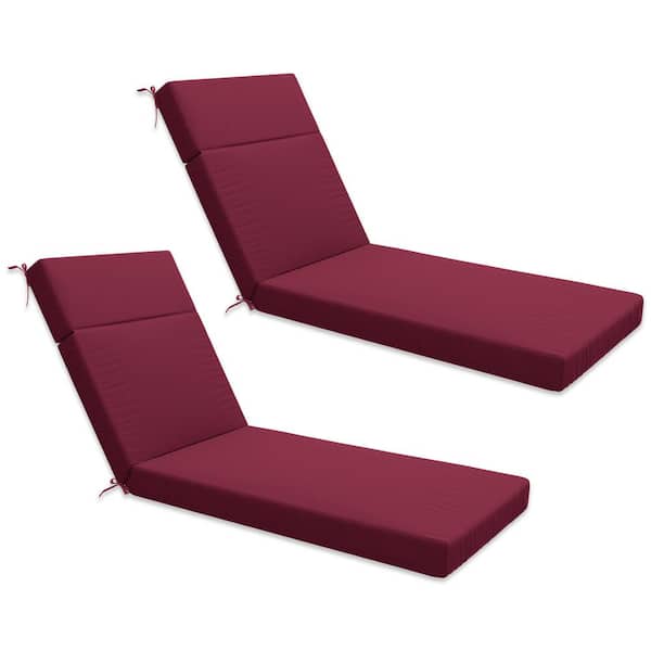 Kimunuk 80 in. x 26 in. x 4 in. ( 2-Pack ) Outdoor Water-Resistant Replacement Chaise Lounge Seat Cushion Burgundy