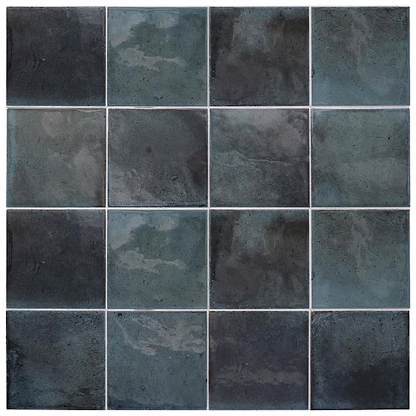 Apollo Tile Antiek Blue 3.94 in. x 3.94 in. Glossy Ceramic Square Wall and Floor Tile (5.39 sq. ft./case) (50-pack)