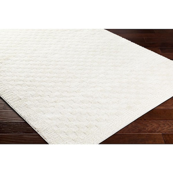 Freud Cream 5 ft. x 7 ft. Checkered Indoor Area Rug