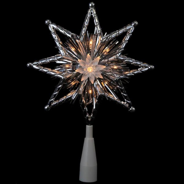 Northlight 8 in. Retro Silver Tinsel 8-Point Star Christmas Northlight 8 in. Retro Silver Tinsel 8-Point Star Christmas