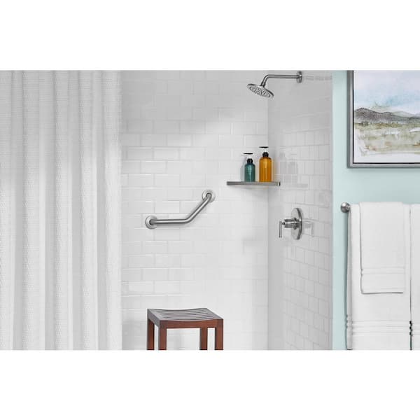 Glacier Bay 8 in. x 8 in. x 1 1/4 in. Angled Grab Bar in Brushed