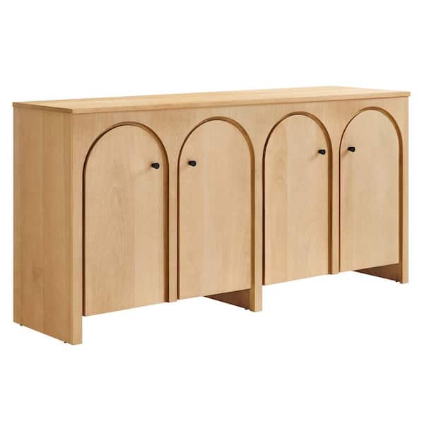MODWAY Appia 71.1 in. W Wood Grain 4-Door Sideboard Storage Cabinet in Oak