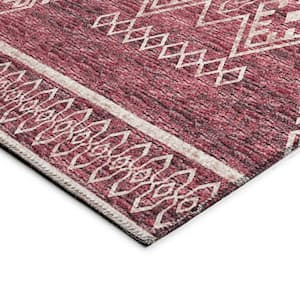 Yuma Red 10 ft. x 14 ft. Geometric Indoor/Outdoor Washable Area Rug