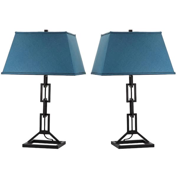 Safavieh Thom Filicia Jamesville 30.5 in. Midnight Black Table Lamp with Dusk Blue Shade (2-Set)