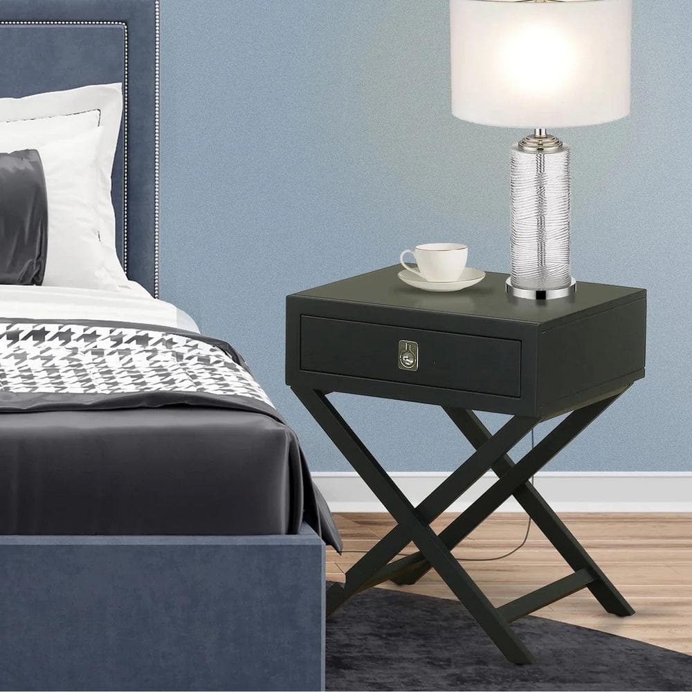 Medieval Majesty 15.7 in. Black Square Rubberwood End Table