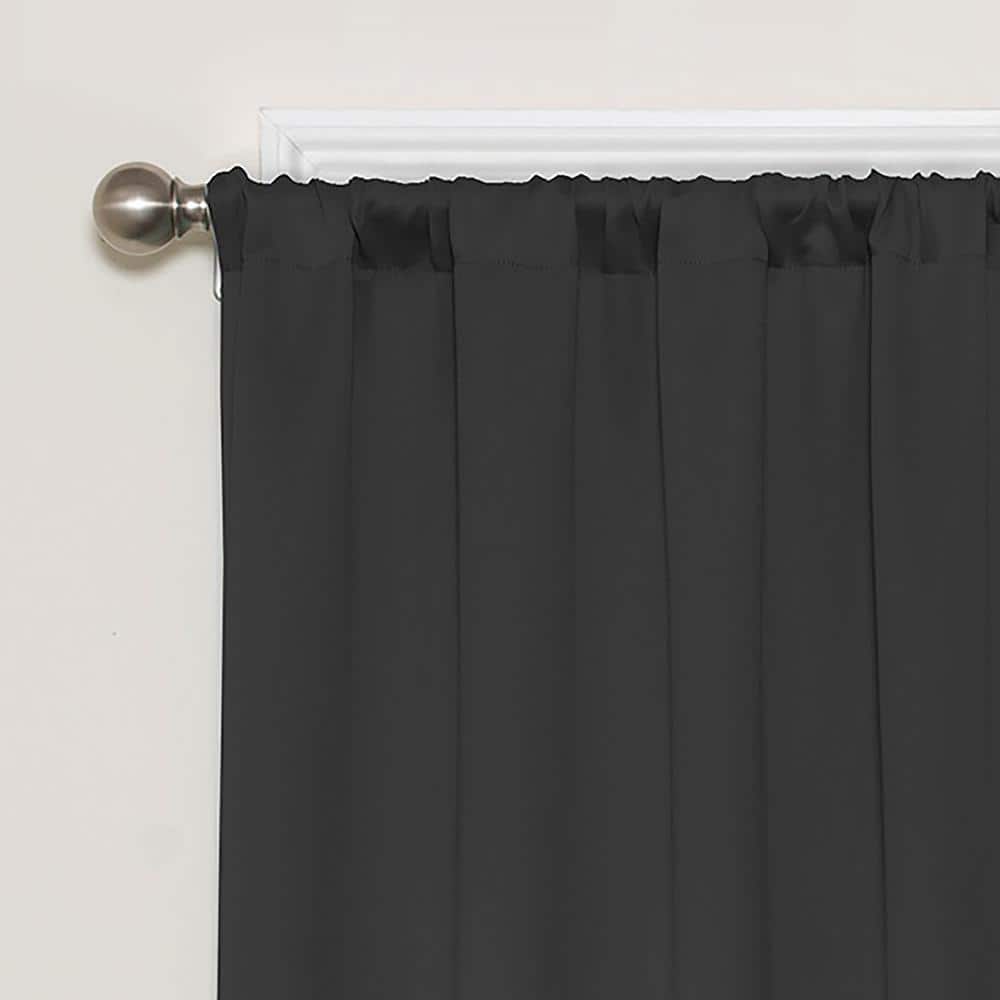 Black Polyester Blackout Rod Pocket Curtain Panel, 37x63