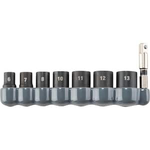 ImpactXPS 1/4 in. Drive 6-Point Metric Impact Socket Set with Standard Socket Adapter (8-Piece)