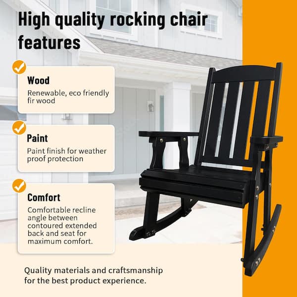Innovaze Solid Wood Outdoor Rocking Chair for Indoor or Patio and 