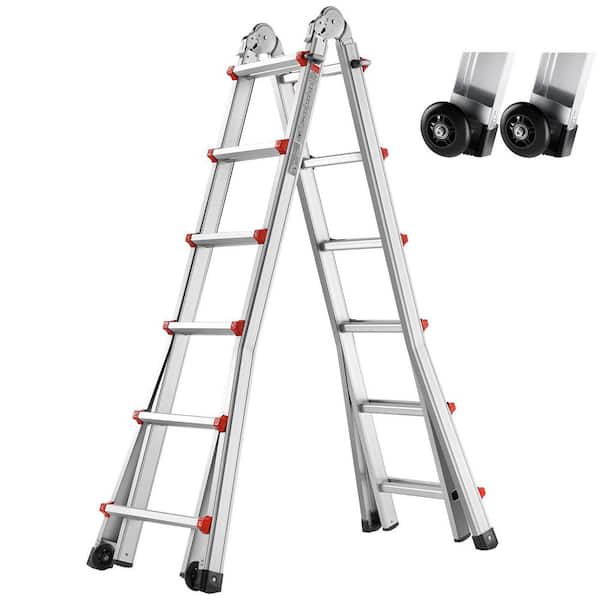 Telescoping Ladder A Frame, 20.5 ft. Reach, Aluminium, Folding, Multi-Position, 330 lbs., Portable, Collapsible