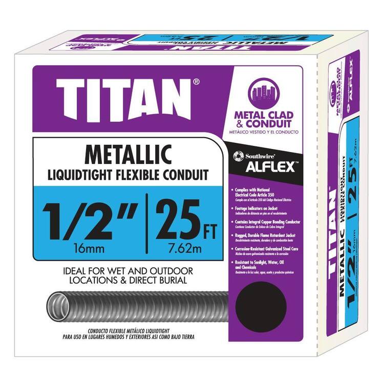 Southwire 1/2 in. x 25 ft. Liquidtight Flexible Metallic Titan Steel Conduit