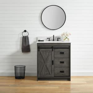 Rafter 30 in. W x 22 in. D Bath Vanity in Charcoal Gray with Carrara White Engineered Stone Vanity Top with White Sink