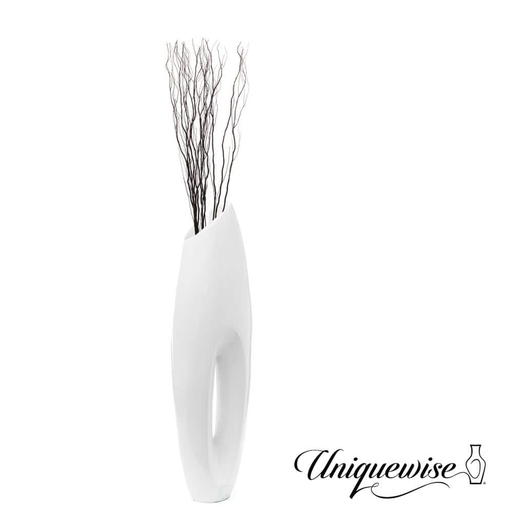 Elegant White Magnesium Oxide 40-inch Decorative Floor Vase