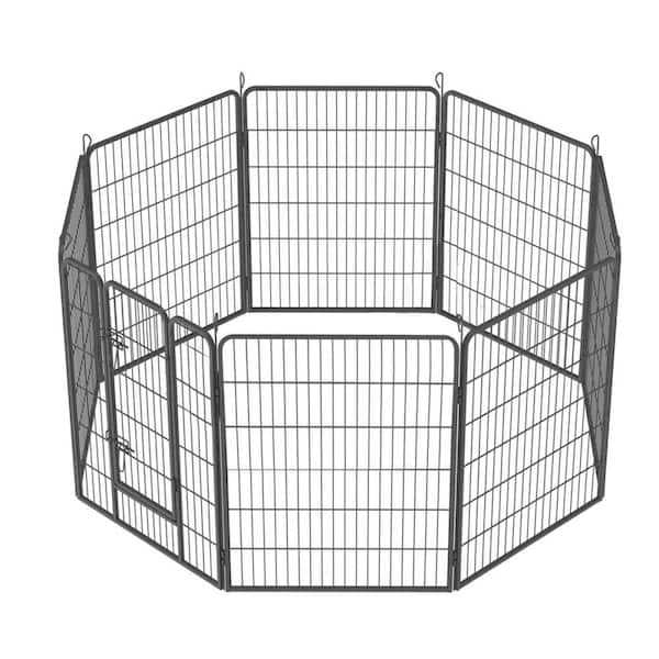 Amu Colo 40 in. 8 -Panels Indoor Outdoor Heavy-Duty Portable Foldable Dog Kennel Dog Pens Pet Playpen Exercise Fences with Door